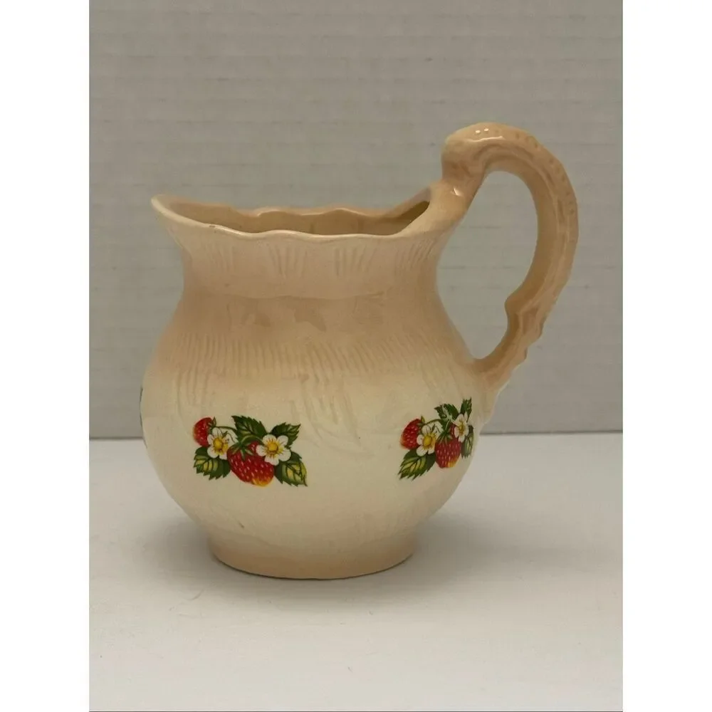 Vintage Strawberry Creamer Mini Pitcher Cream Ombré